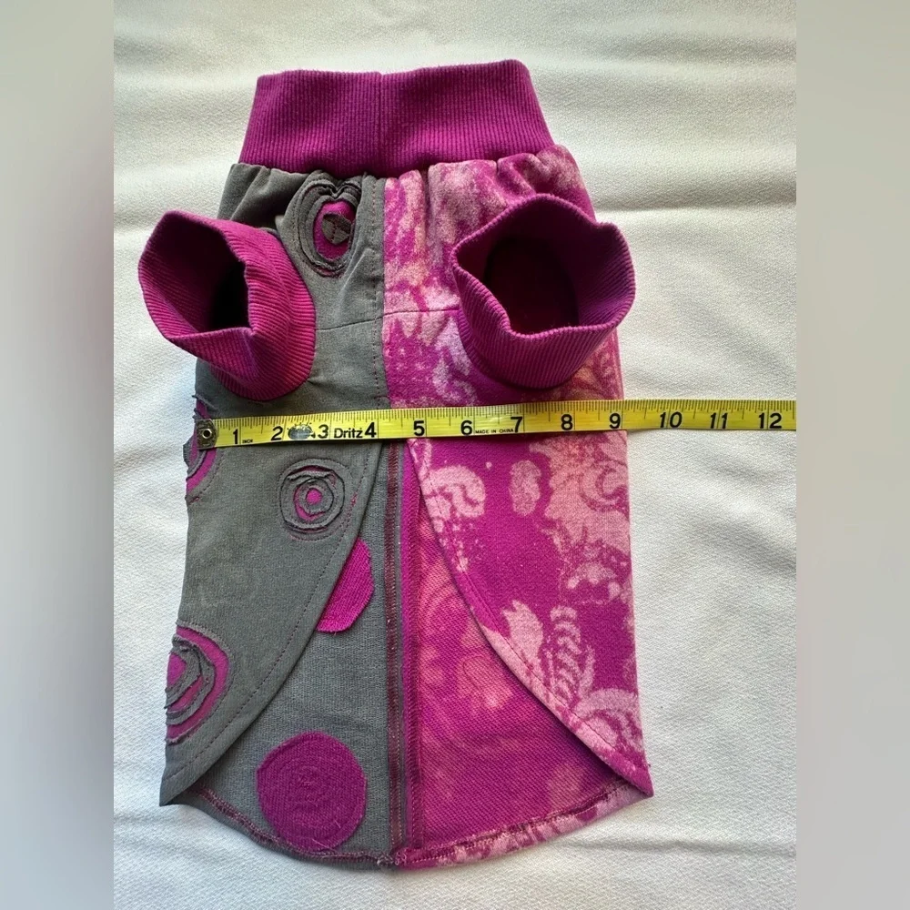 Upcycled Dog Sweater | Medium | Pink & Gray | One-of-a-Kind